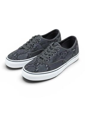 Vans Gray Snake Print Canvas Skate Sneakers Lace Up Low Top Shoes Size 9